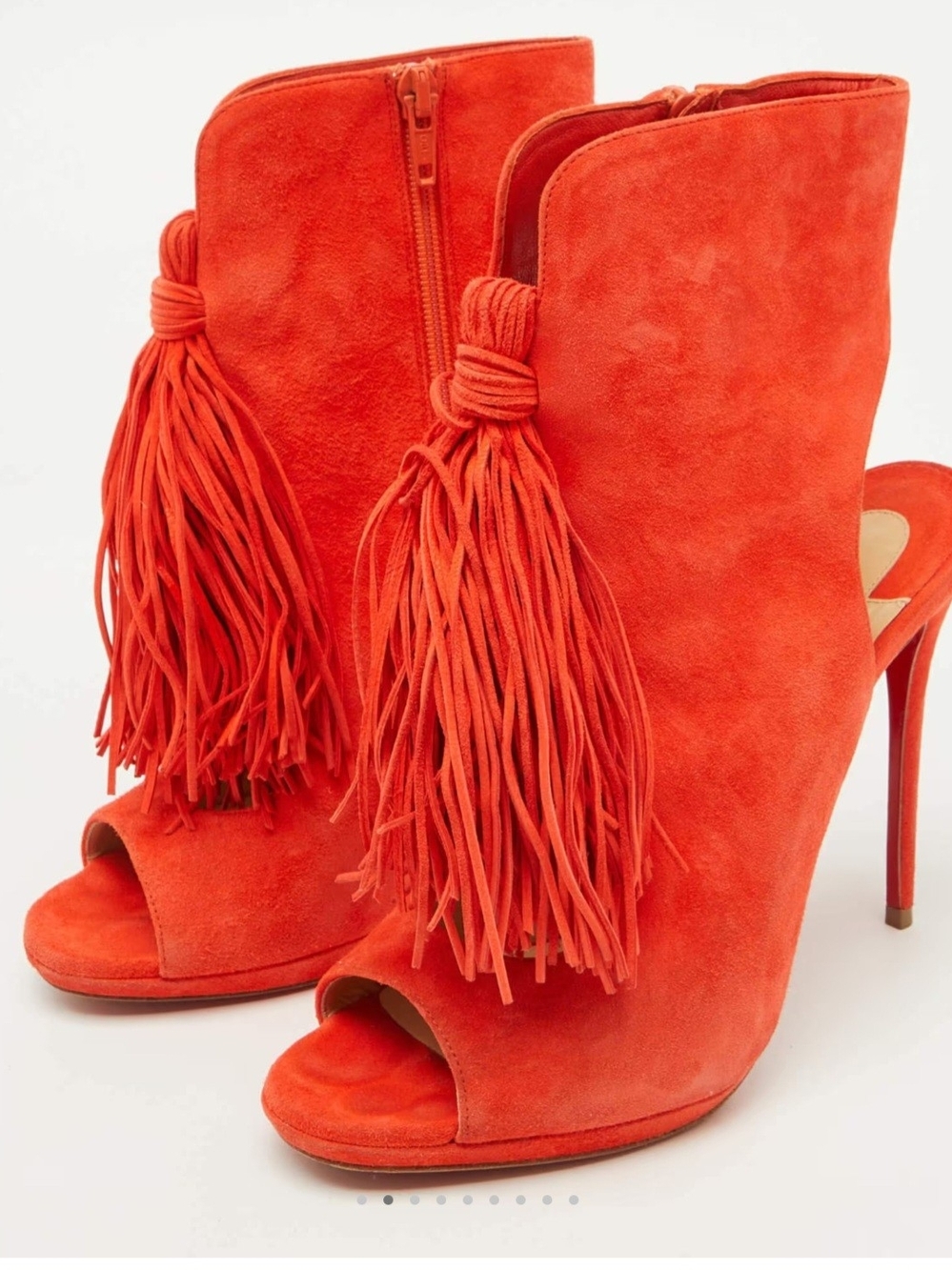 Christian Louboutin Orange Suede Otoka Open Toe Ankle Booties Size 40